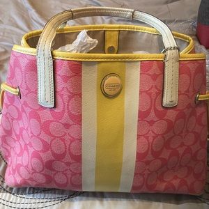 EUC, Beautiful Pink & Yellow design Coach Satchel,